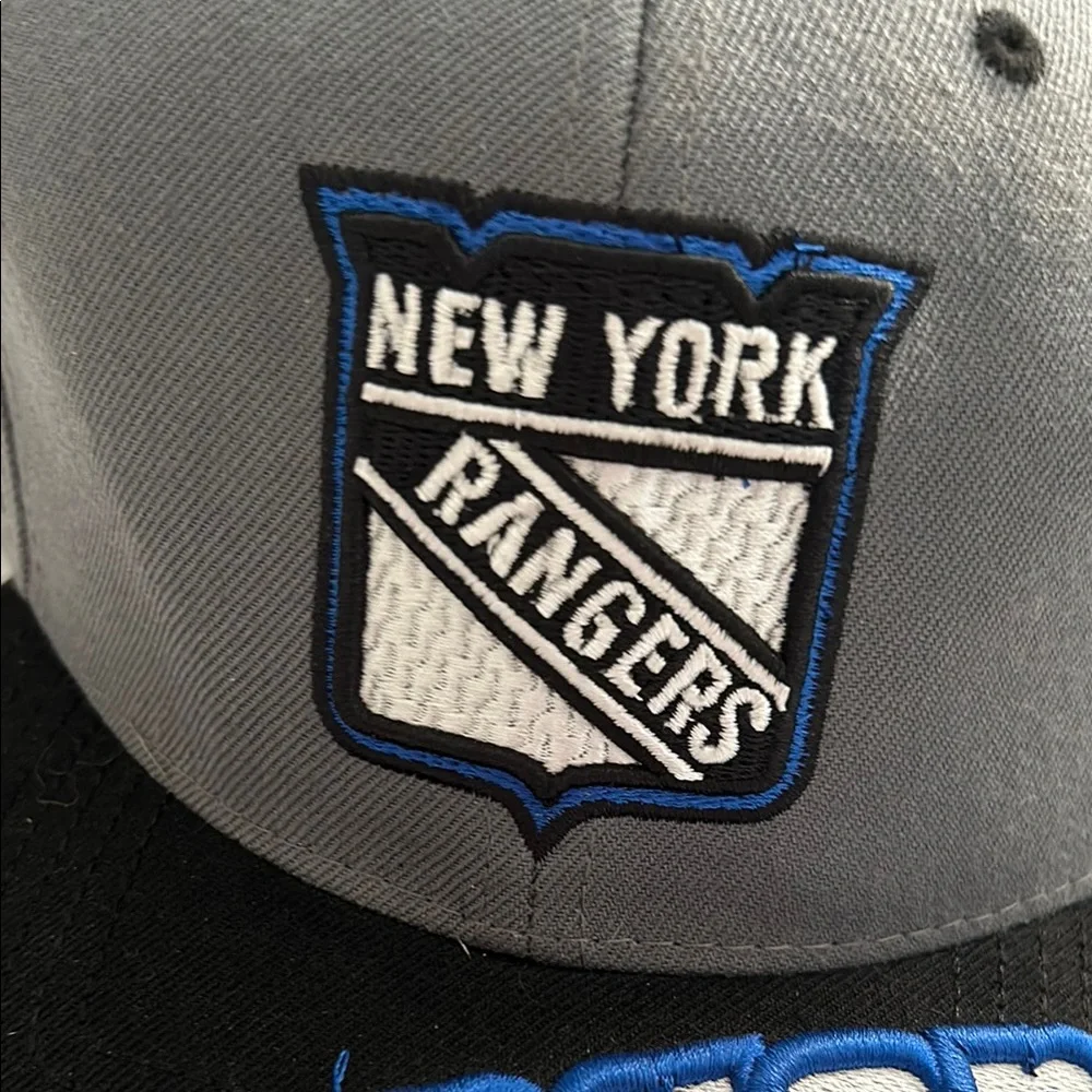 New York Rangers Gray and Black Cap with blue logo